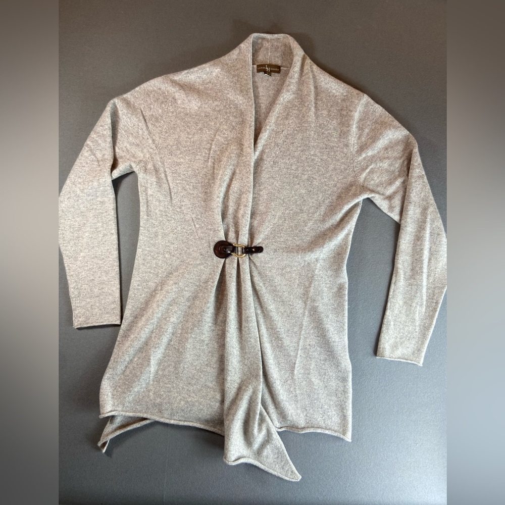 Lauren Hansen Cashmere Cardigan Leather‎ Clasp Closure Size Large Special